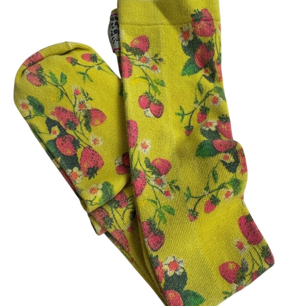 Magnolia Pearl Blossom Berry OTK Knee High Socks Yellow Floral One Size NWT